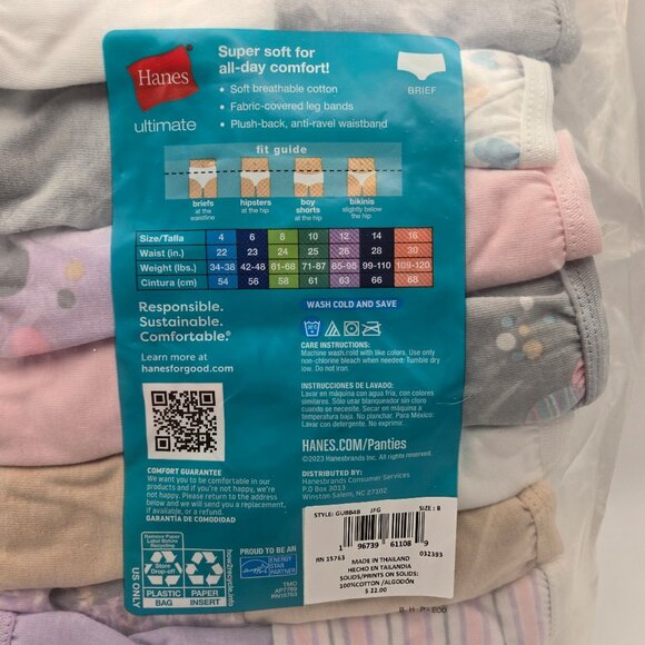 Hanes Ultimate Girls Tagless Briefs Style Super Soft Cotton Underwear 14 Pairs - Picture 4 of 6